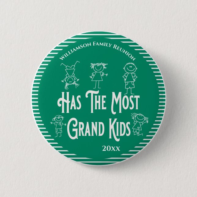 Reunion Grandparents Award Most Grand Kids 6 Cm Round Badge (Front)