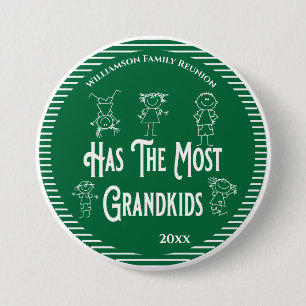Reunion Grandparents Award Most Grand Kids 7.5 Cm Round Badge