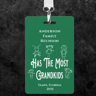 Reunion Grandparents Award Most Grand Kids ID Badge