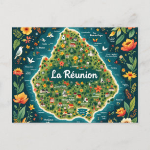 Reunion Island Postcard - Illustrated Card 
