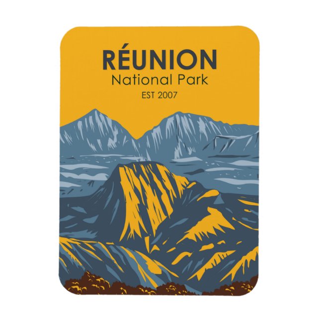 Reunion National Park Vintage  Magnet (Vertical)