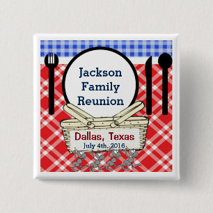 Reunion - Red, White & Blue Picnic or BBQ 15 Cm Square Badge