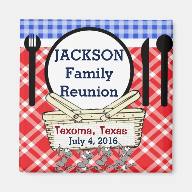 Reunion - Red, White & Blue Picnic or BBQ Magnet (Front)