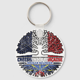 Réunion Réunionese French France Tree Roots Flag Key Ring