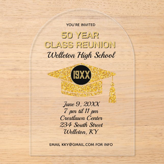 Reunion Time! Acrylic Class Reunion Invite Invitations (Front)