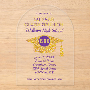 Reunion Time! Acrylic Class Reunion Invite Invitations