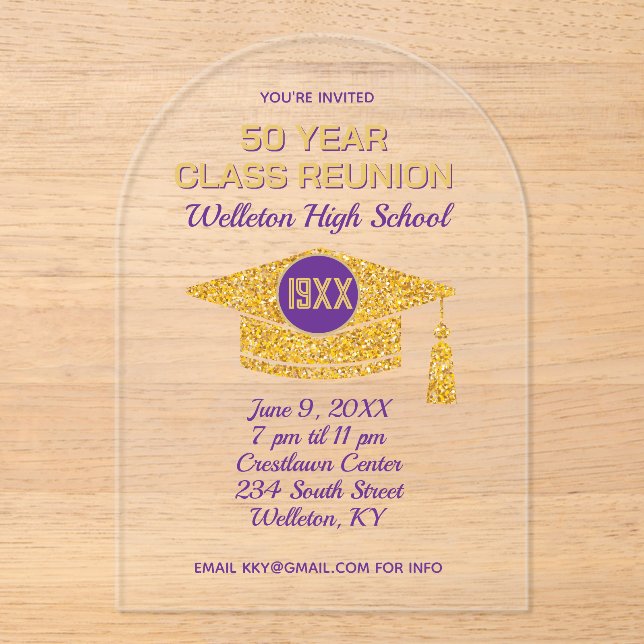 Reunion Time! Acrylic Class Reunion Invite Invitations (Front)