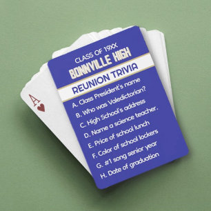 Reunion Trivia! Fun Custom Class Reunion  Playing Cards