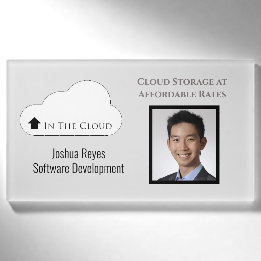 Reusable Black and Grey Photo Horizontal Magnetic Name Tag