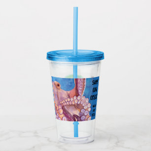 Reusable Cup & Straw Save Our Ocean Octopus