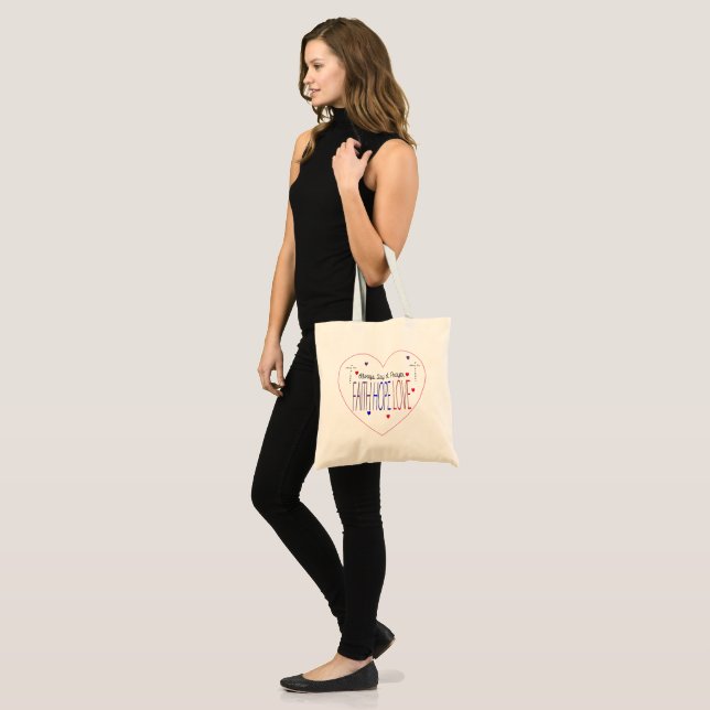 Reusable grocery bag. Faith, Hope, Love Colourful Tote Bag (Front (Model))
