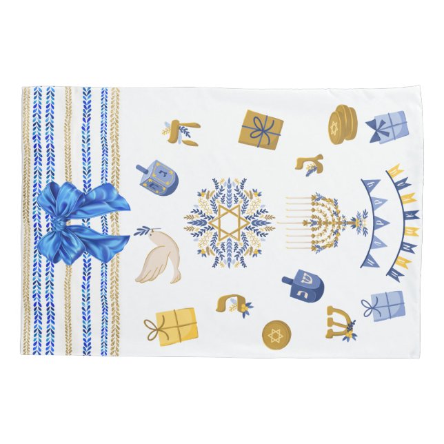 Reusable Hanukkah Gift Wrap - Bag Blue and White Pillowcase (Back)