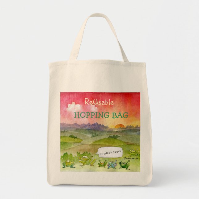ReUsable Hopping Bag Frogs Tote (Front)