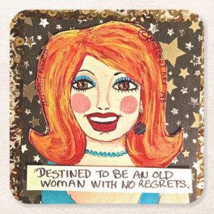 Reusable paper coasters-destined to be an old woma square paper coaster