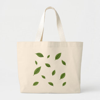 Reusable tote bag with green leaf pattern, eco fri
