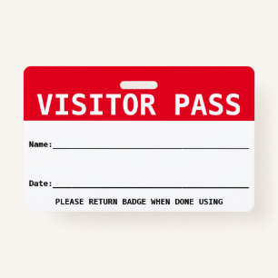 Reusable Visitor Pass / Hall Pass - Customise  ID Badge