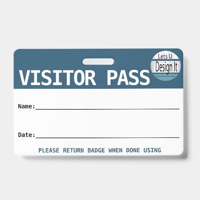 Reusable Visitor Pass / Hall Pass With Logo  ID Badge (Front)