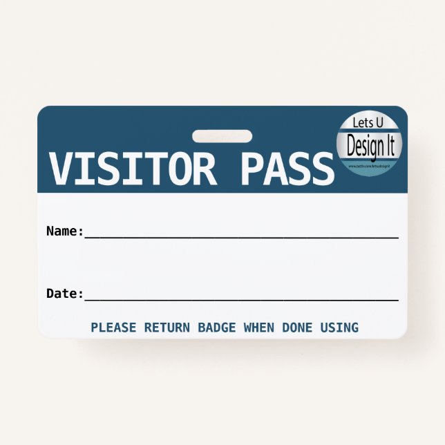 Reusable Visitor Pass / Hall Pass With Logo  ID Badge (Front)