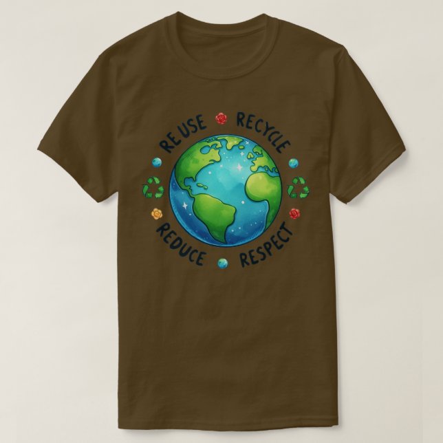 Reuse Recycle Respect Reduce T-Shirt (Design Front)