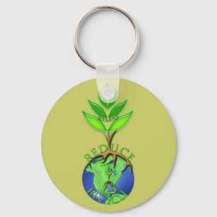Reuse Reduce Recycle Tree Earth Globe Key Ring