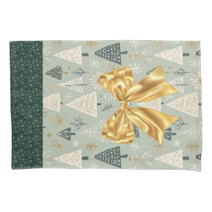 Reuseable Christmas Gift Wrap - Bag Green Gold Pillowcase