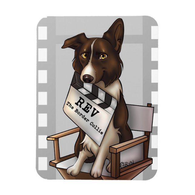 Rev the border collie magnet (Vertical)