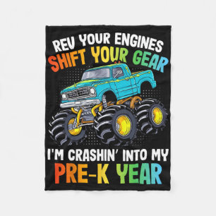 Rev Your Engines Shift Monster Truck Pre-k 100 Day Fleece Blanket