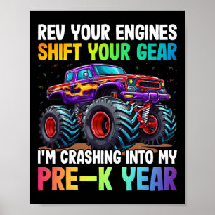 Rev Your Engines Shift My Pre-k Year - 100 Days Of Poster