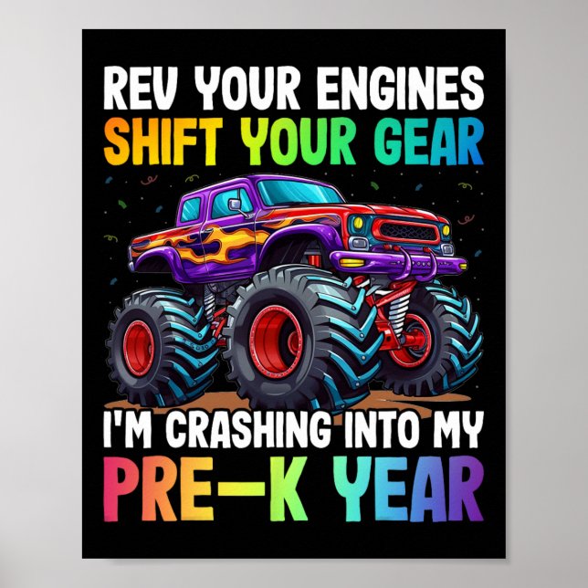 Rev Your Engines Shift My Pre-k Year - 100 Days Of Poster (Front)