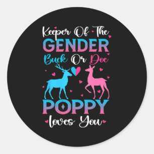 Reveal Buck Or Doe Poppy Loves You Classic Round Sticker