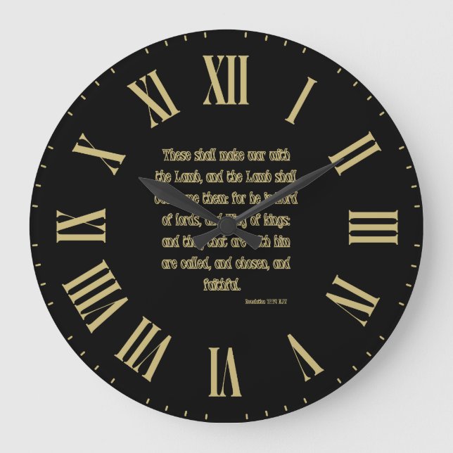 Revelation 17:14 KJV Bible Verse II Roman Numeral Large Clock (Front)