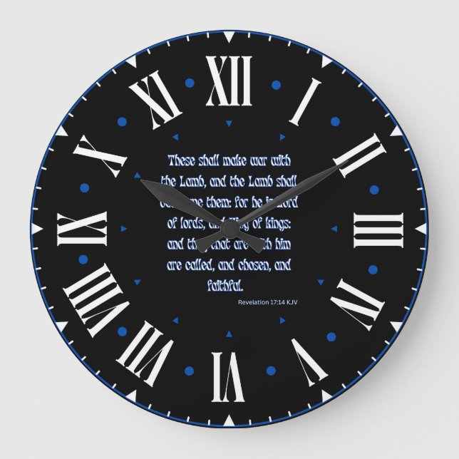 Revelation 17:14 KJV Bible Verse Roman Numeral Large Clock (Front)