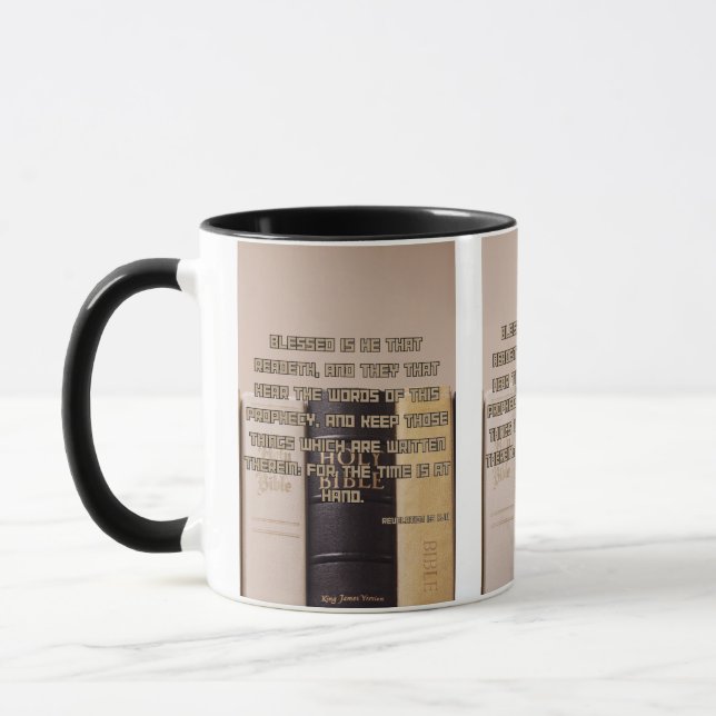 Revelation 1:3 KJV Bible Scripture Pic Two-Tone Mug (Left)