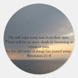 Revelation 21:4 classic round sticker