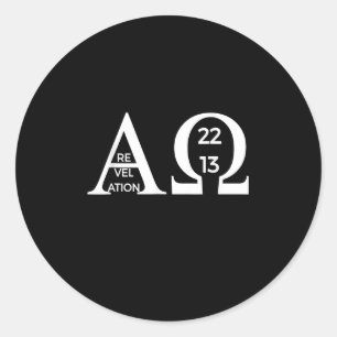 Revelation 2213 Alpha Omega T-Shirt Bible Christia Classic Round Sticker