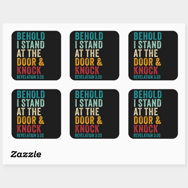 Revelation 3:20 I Stand at the Door and Knock Square Sticker (Sheet)