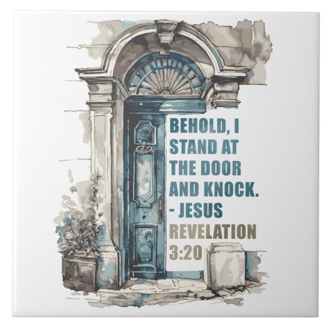 Revelation 3:20 I Stand at the Door and Knock  Tile (Front)
