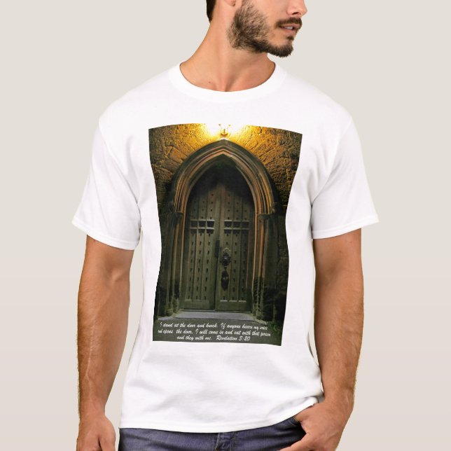 Revelation 3:20 Large Door T-Shirt (Front)
