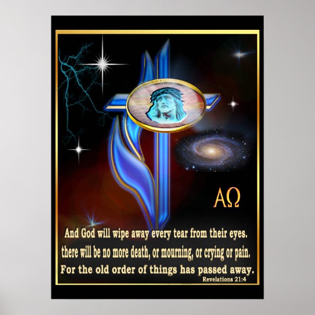 Revelations 21:4 Scripture poster (Front)
