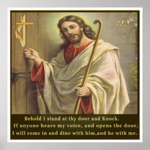 Revelations 3:20 behold I stand at the door Poster