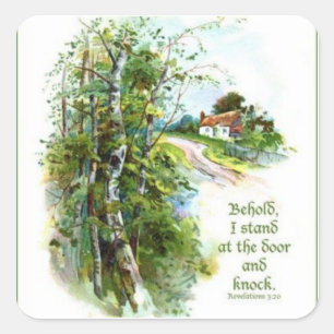 Revelations 3:20 Scripture Square Sticker