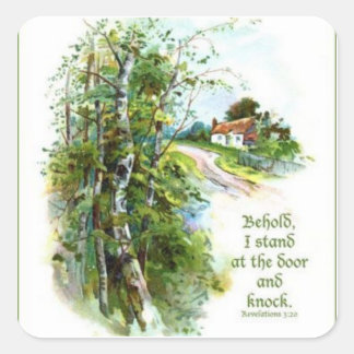 Revelations 3:20 Scripture Square Sticker