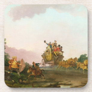 Revellers on a Coach, c.1785-90 (oil on canvas) Coaster