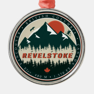 Revelstoke BC Canada Mountain Ski Vintage Metal Tree Decoration