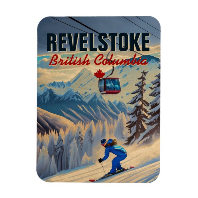 Revelstoke BC Canada Mountain Skiing Vintage 1950s Magnet (Vertical)