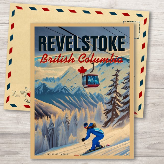 Revelstoke BC Canada Mountain Skiing Vintage 1950s Postcard (Creator Uploaded)