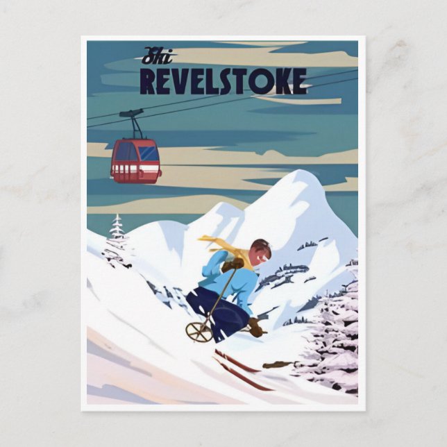 Revelstoke BC Canada Mountain Skiing Vintage  Postcard (Front)