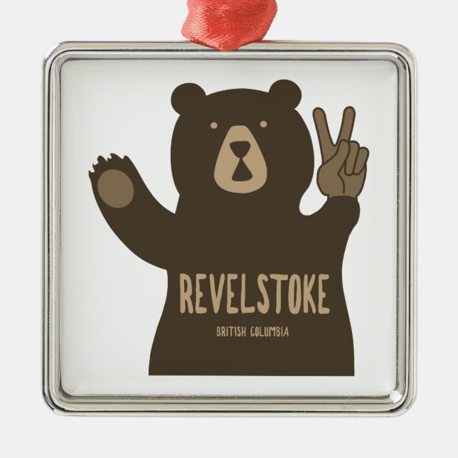Revelstoke British Columbia Peace Bear Metal Tree Decoration (Front)