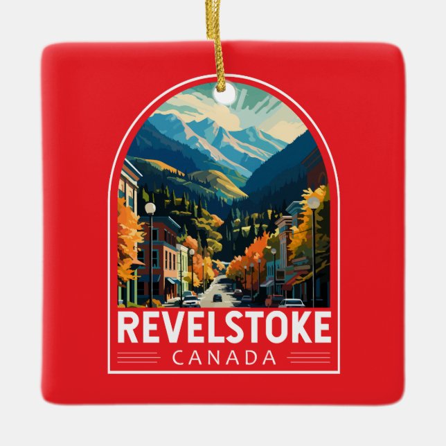 Revelstoke Canada Travel Art Vintage Ceramic Ornament (Front)