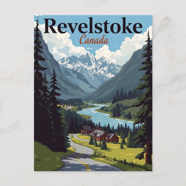 Revelstoke Canada Vintage Mountain Valley Postcard (Front)